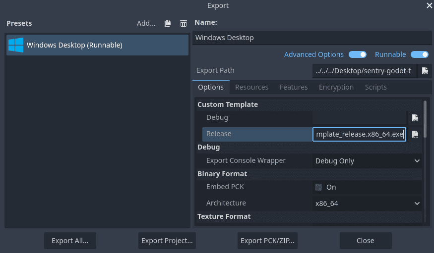 Export Dialog